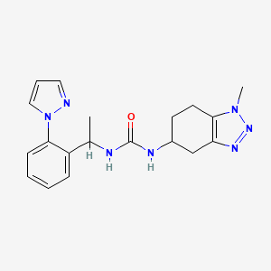 molecular formula C19H23N7O B6980587 1-(1-Methyl-4,5,6,7-tetrahydrobenzotriazol-5-yl)-3-[1-(2-pyrazol-1-ylphenyl)ethyl]urea 