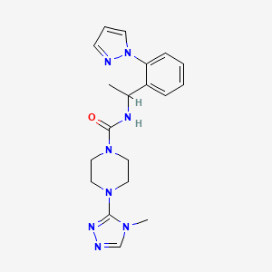 molecular formula C19H24N8O B6980605 4-(4-methyl-1,2,4-triazol-3-yl)-N-[1-(2-pyrazol-1-ylphenyl)ethyl]piperazine-1-carboxamide 