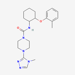 molecular formula C21H30N6O2 B6980634 N-[2-(2-methylphenoxy)cyclohexyl]-4-(4-methyl-1,2,4-triazol-3-yl)piperazine-1-carboxamide 