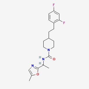 molecular formula C20H25F2N3O2 B6980658 4-[2-(2,4-difluorophenyl)ethyl]-N-[1-(5-methyl-1,3-oxazol-2-yl)ethyl]piperidine-1-carboxamide 