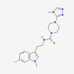 molecular formula C20H27N7O B6980714 N-[2-(1,6-dimethylindol-3-yl)ethyl]-4-(4-methyl-1,2,4-triazol-3-yl)piperazine-1-carboxamide 