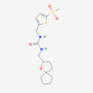 molecular formula C16H24N2O4S2 B6980719 1-[(5-Methylsulfonylthiophen-2-yl)methyl]-3-(1-oxaspiro[4.4]nonan-2-ylmethyl)urea 