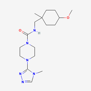 molecular formula C17H30N6O2 B6980750 N-[(4-methoxy-1-methylcyclohexyl)methyl]-4-(4-methyl-1,2,4-triazol-3-yl)piperazine-1-carboxamide 