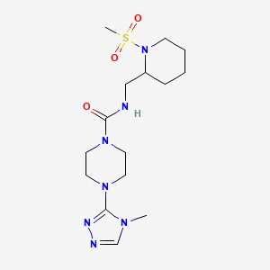 molecular formula C15H27N7O3S B6980815 N-[(1-methylsulfonylpiperidin-2-yl)methyl]-4-(4-methyl-1,2,4-triazol-3-yl)piperazine-1-carboxamide 