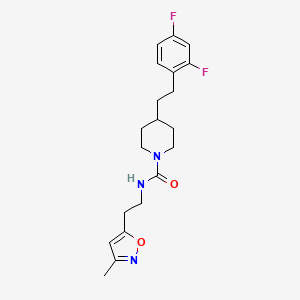 molecular formula C20H25F2N3O2 B6980828 4-[2-(2,4-difluorophenyl)ethyl]-N-[2-(3-methyl-1,2-oxazol-5-yl)ethyl]piperidine-1-carboxamide 