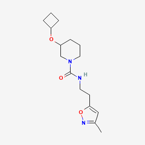 molecular formula C16H25N3O3 B6980833 3-cyclobutyloxy-N-[2-(3-methyl-1,2-oxazol-5-yl)ethyl]piperidine-1-carboxamide 