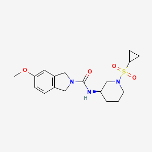 molecular formula C18H25N3O4S B6980861 N-[(3R)-1-cyclopropylsulfonylpiperidin-3-yl]-5-methoxy-1,3-dihydroisoindole-2-carboxamide 