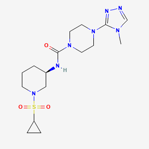 molecular formula C16H27N7O3S B6980865 N-[(3R)-1-cyclopropylsulfonylpiperidin-3-yl]-4-(4-methyl-1,2,4-triazol-3-yl)piperazine-1-carboxamide 