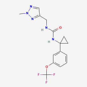 molecular formula C15H16F3N5O2 B6980867 1-[(2-Methyltriazol-4-yl)methyl]-3-[1-[3-(trifluoromethoxy)phenyl]cyclopropyl]urea 