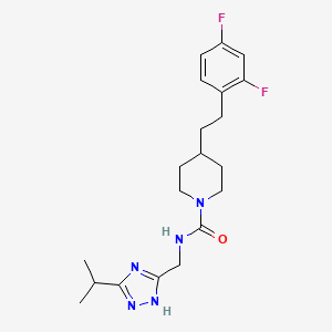 4-[2-(2,4-difluorophenyl)ethyl]-N-[(3-propan-2-yl-1H-1,2,4-triazol-5-yl)methyl]piperidine-1-carboxamide