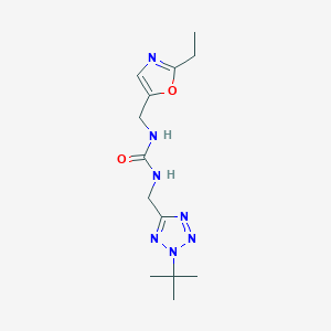 molecular formula C13H21N7O2 B6980954 1-[(2-Tert-butyltetrazol-5-yl)methyl]-3-[(2-ethyl-1,3-oxazol-5-yl)methyl]urea 