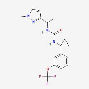 molecular formula C17H19F3N4O2 B6980961 1-[1-(1-Methylpyrazol-3-yl)ethyl]-3-[1-[3-(trifluoromethoxy)phenyl]cyclopropyl]urea 