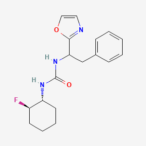 molecular formula C18H22FN3O2 B6980998 1-[(1R,2R)-2-fluorocyclohexyl]-3-[1-(1,3-oxazol-2-yl)-2-phenylethyl]urea 