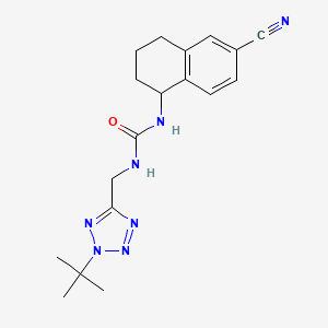 molecular formula C18H23N7O B6981018 1-[(2-Tert-butyltetrazol-5-yl)methyl]-3-(6-cyano-1,2,3,4-tetrahydronaphthalen-1-yl)urea 