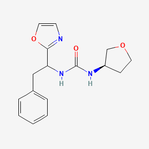 molecular formula C16H19N3O3 B6981034 1-[1-(1,3-oxazol-2-yl)-2-phenylethyl]-3-[(3R)-oxolan-3-yl]urea 