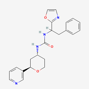 molecular formula C22H24N4O3 B6981052 1-[1-(1,3-oxazol-2-yl)-2-phenylethyl]-3-[(2R,4R)-2-pyridin-3-yloxan-4-yl]urea 