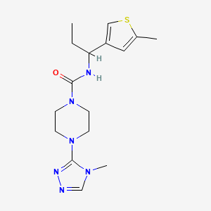 molecular formula C16H24N6OS B6981060 N-[1-(5-methylthiophen-3-yl)propyl]-4-(4-methyl-1,2,4-triazol-3-yl)piperazine-1-carboxamide 