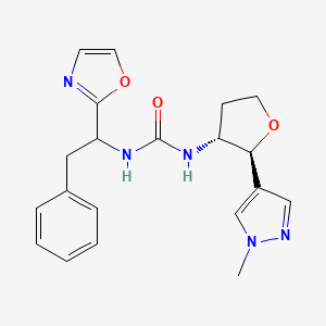 1-[(2S,3R)-2-(1-methylpyrazol-4-yl)oxolan-3-yl]-3-[1-(1,3-oxazol-2-yl)-2-phenylethyl]urea