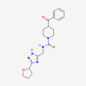 4-benzoyl-N-[[3-(oxolan-2-yl)-1H-1,2,4-triazol-5-yl]methyl]piperidine-1-carboxamide