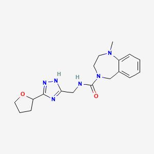 molecular formula C18H24N6O2 B6981086 1-methyl-N-[[3-(oxolan-2-yl)-1H-1,2,4-triazol-5-yl]methyl]-3,5-dihydro-2H-1,4-benzodiazepine-4-carboxamide 