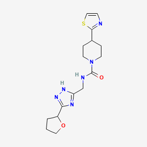 N-[[3-(oxolan-2-yl)-1H-1,2,4-triazol-5-yl]methyl]-4-(1,3-thiazol-2-yl)piperidine-1-carboxamide