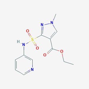 molecular formula C12H14N4O4S B069811 1H-Pyrazole-4-carboxylic acid, 1-methyl-3-((3-pyridinylamino)sulfonyl)-, ethyl ester CAS No. 178879-96-4