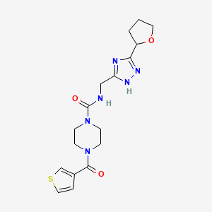 molecular formula C17H22N6O3S B6981102 N-[[3-(oxolan-2-yl)-1H-1,2,4-triazol-5-yl]methyl]-4-(thiophene-3-carbonyl)piperazine-1-carboxamide 