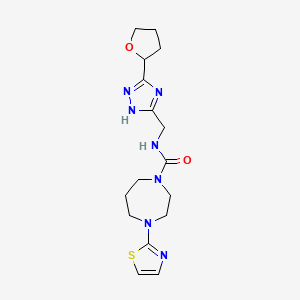 molecular formula C16H23N7O2S B6981110 N-[[3-(oxolan-2-yl)-1H-1,2,4-triazol-5-yl]methyl]-4-(1,3-thiazol-2-yl)-1,4-diazepane-1-carboxamide 