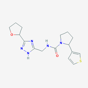 molecular formula C16H21N5O2S B6981116 N-[[3-(oxolan-2-yl)-1H-1,2,4-triazol-5-yl]methyl]-2-thiophen-3-ylpyrrolidine-1-carboxamide 