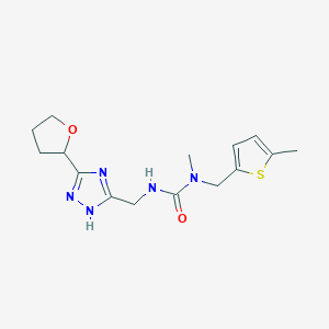 molecular formula C15H21N5O2S B6981118 1-methyl-1-[(5-methylthiophen-2-yl)methyl]-3-[[3-(oxolan-2-yl)-1H-1,2,4-triazol-5-yl]methyl]urea 