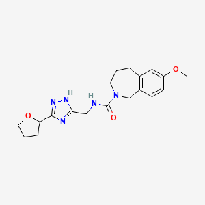 molecular formula C19H25N5O3 B6981124 7-methoxy-N-[[3-(oxolan-2-yl)-1H-1,2,4-triazol-5-yl]methyl]-1,3,4,5-tetrahydro-2-benzazepine-2-carboxamide 