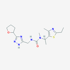 1-[1-(2-ethyl-4-methyl-1,3-thiazol-5-yl)ethyl]-1-methyl-3-[[3-(oxolan-2-yl)-1H-1,2,4-triazol-5-yl]methyl]urea