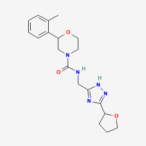 molecular formula C19H25N5O3 B6981141 2-(2-methylphenyl)-N-[[3-(oxolan-2-yl)-1H-1,2,4-triazol-5-yl]methyl]morpholine-4-carboxamide 