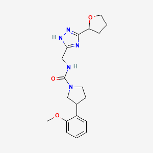 3-(2-methoxyphenyl)-N-[[3-(oxolan-2-yl)-1H-1,2,4-triazol-5-yl]methyl]pyrrolidine-1-carboxamide