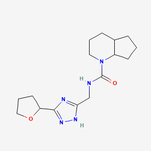 molecular formula C16H25N5O2 B6981152 N-[[3-(oxolan-2-yl)-1H-1,2,4-triazol-5-yl]methyl]-2,3,4,4a,5,6,7,7a-octahydrocyclopenta[b]pyridine-1-carboxamide 