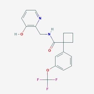 molecular formula C18H17F3N2O3 B6981194 N-[(3-hydroxypyridin-2-yl)methyl]-1-[3-(trifluoromethoxy)phenyl]cyclobutane-1-carboxamide 