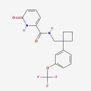 molecular formula C18H17F3N2O3 B6981262 6-oxo-N-[[1-[3-(trifluoromethoxy)phenyl]cyclobutyl]methyl]-1H-pyridine-2-carboxamide 