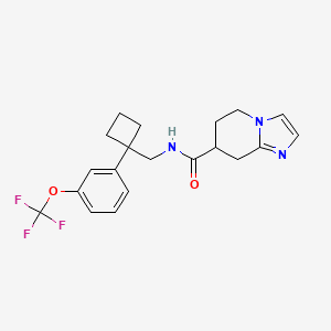 molecular formula C20H22F3N3O2 B6981276 N-[[1-[3-(trifluoromethoxy)phenyl]cyclobutyl]methyl]-5,6,7,8-tetrahydroimidazo[1,2-a]pyridine-7-carboxamide 