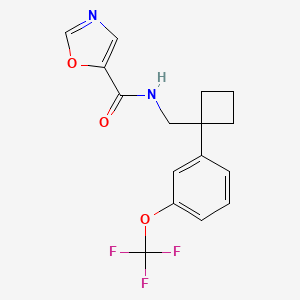 molecular formula C16H15F3N2O3 B6981291 N-[[1-[3-(trifluoromethoxy)phenyl]cyclobutyl]methyl]-1,3-oxazole-5-carboxamide 