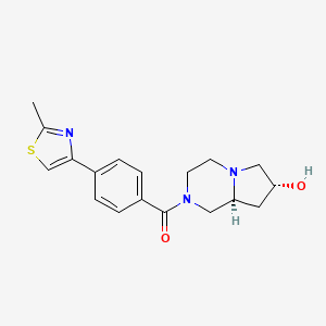 molecular formula C18H21N3O2S B6981308 [(7R,8aS)-7-hydroxy-3,4,6,7,8,8a-hexahydro-1H-pyrrolo[1,2-a]pyrazin-2-yl]-[4-(2-methyl-1,3-thiazol-4-yl)phenyl]methanone 