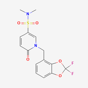 molecular formula C15H14F2N2O5S B6981350 1-[(2,2-difluoro-1,3-benzodioxol-4-yl)methyl]-N,N-dimethyl-6-oxopyridine-3-sulfonamide 