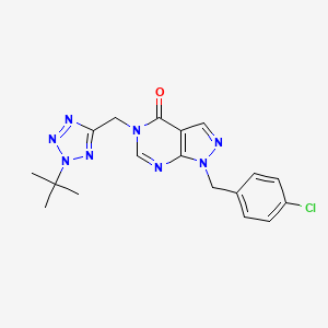 5-[(2-Tert-butyltetrazol-5-yl)methyl]-1-[(4-chlorophenyl)methyl]pyrazolo[3,4-d]pyrimidin-4-one