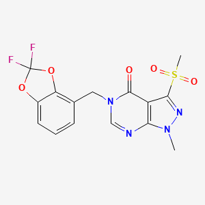 5-[(2,2-Difluoro-1,3-benzodioxol-4-yl)methyl]-1-methyl-3-methylsulfonylpyrazolo[3,4-d]pyrimidin-4-one