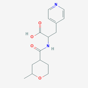 molecular formula C15H20N2O4 B6981431 2-[(2-Methyloxane-4-carbonyl)amino]-3-pyridin-4-ylpropanoic acid 