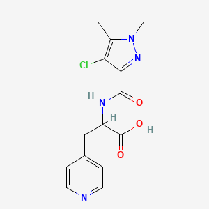 2-[(4-Chloro-1,5-dimethylpyrazole-3-carbonyl)amino]-3-pyridin-4-ylpropanoic acid