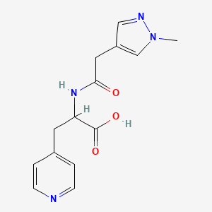 molecular formula C14H16N4O3 B6981529 2-[[2-(1-Methylpyrazol-4-yl)acetyl]amino]-3-pyridin-4-ylpropanoic acid 