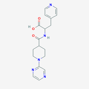 molecular formula C18H21N5O3 B6981546 2-[(1-Pyrazin-2-ylpiperidine-4-carbonyl)amino]-3-pyridin-4-ylpropanoic acid 