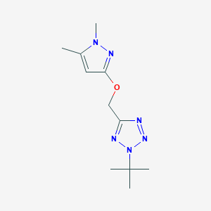 molecular formula C11H18N6O B6981574 2-Tert-butyl-5-[(1,5-dimethylpyrazol-3-yl)oxymethyl]tetrazole 