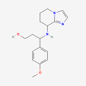 molecular formula C17H23N3O2 B6981693 3-(4-Methoxyphenyl)-3-(5,6,7,8-tetrahydroimidazo[1,2-a]pyridin-8-ylamino)propan-1-ol 