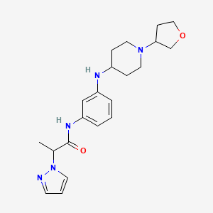 molecular formula C21H29N5O2 B6981716 N-[3-[[1-(oxolan-3-yl)piperidin-4-yl]amino]phenyl]-2-pyrazol-1-ylpropanamide 